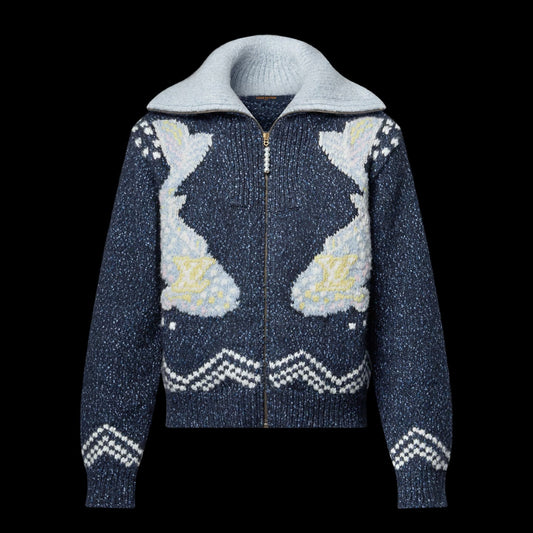 250813 New high-quality koi embroidered zipper jacket